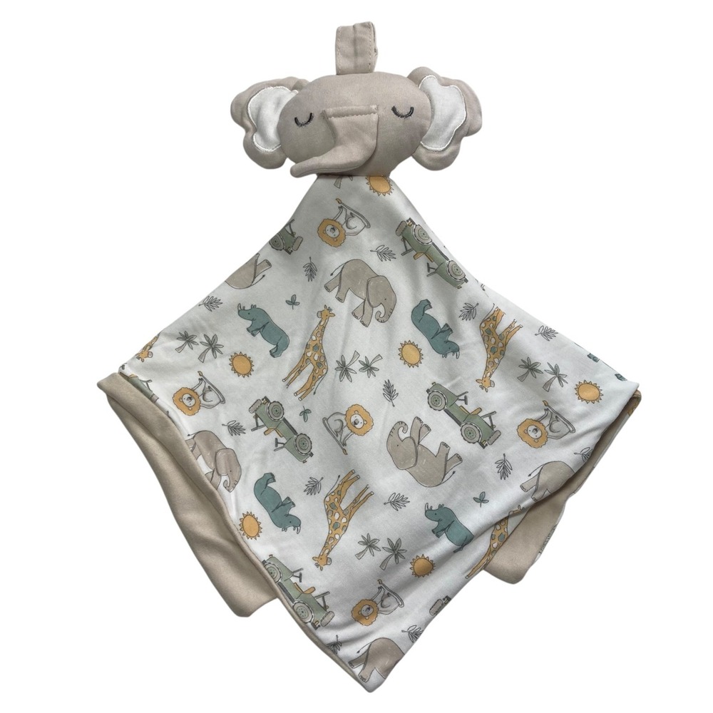 Milkberry Elephant Safari Lovey Security Blanket Rayon Bamboo  17 x 19  *READ*